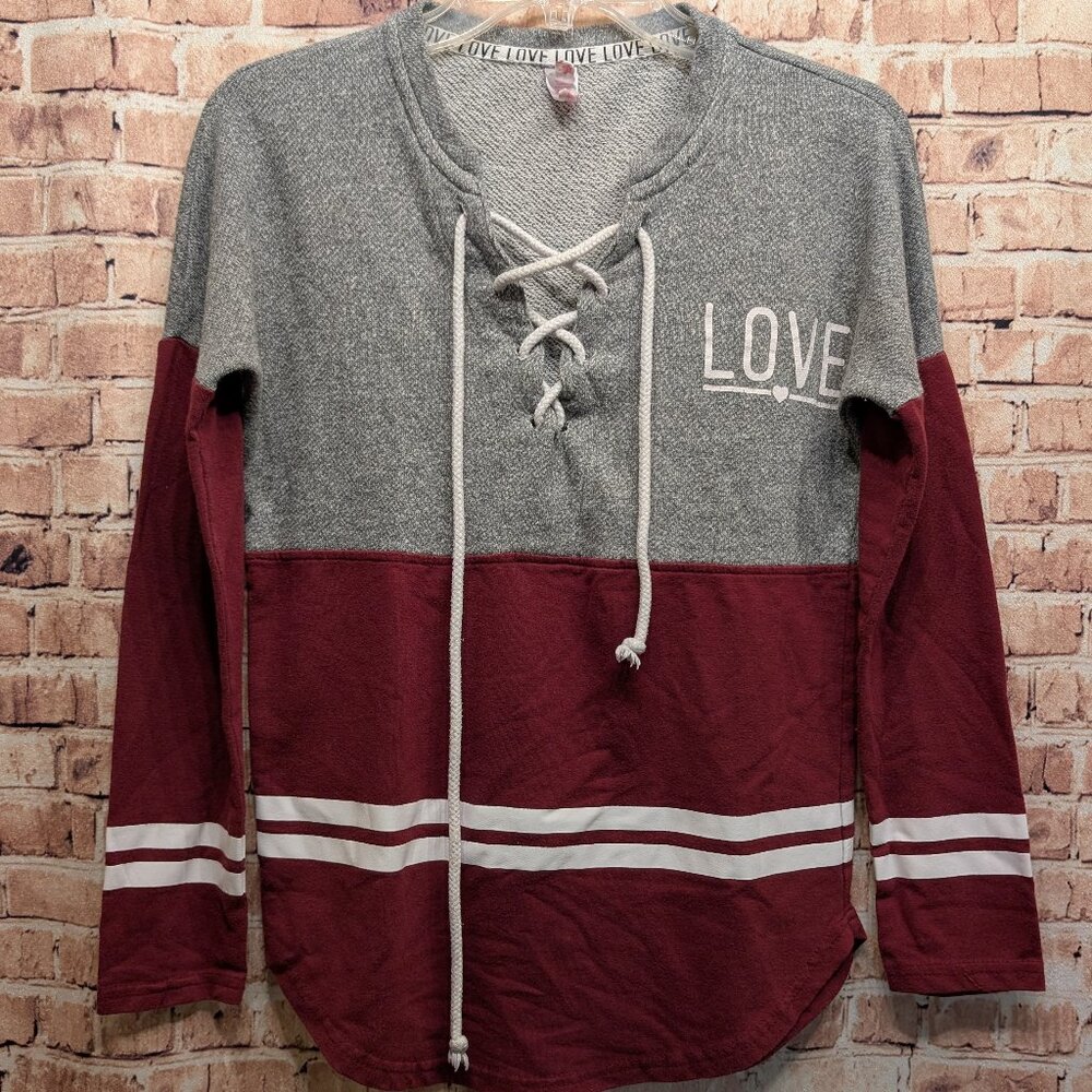 No Boundaries Top Long Sleeve Shoe String Lace Up Size XS